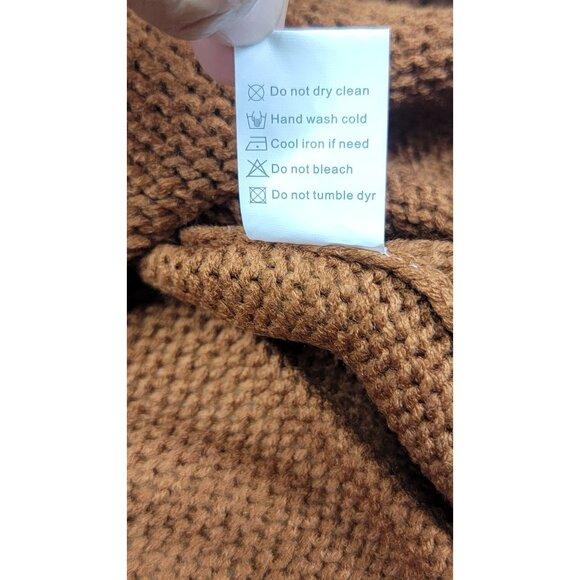 Cowl Neck Sweater Tunic Distressed Knit Rust/Brown Womens XL New in Bag - Picture 6 of 9
